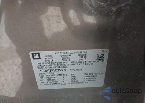 2015 GMC Sierra 1500 z USA, uszkodzony, nr VIN 1GTR1TEH3FZ155277